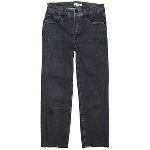 Good American Good Legs Straight Jeans Size 8 / 29 x 25.5 Black Raw Hem Mid Rise